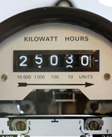 An accumulation meter with a cyclometer display.