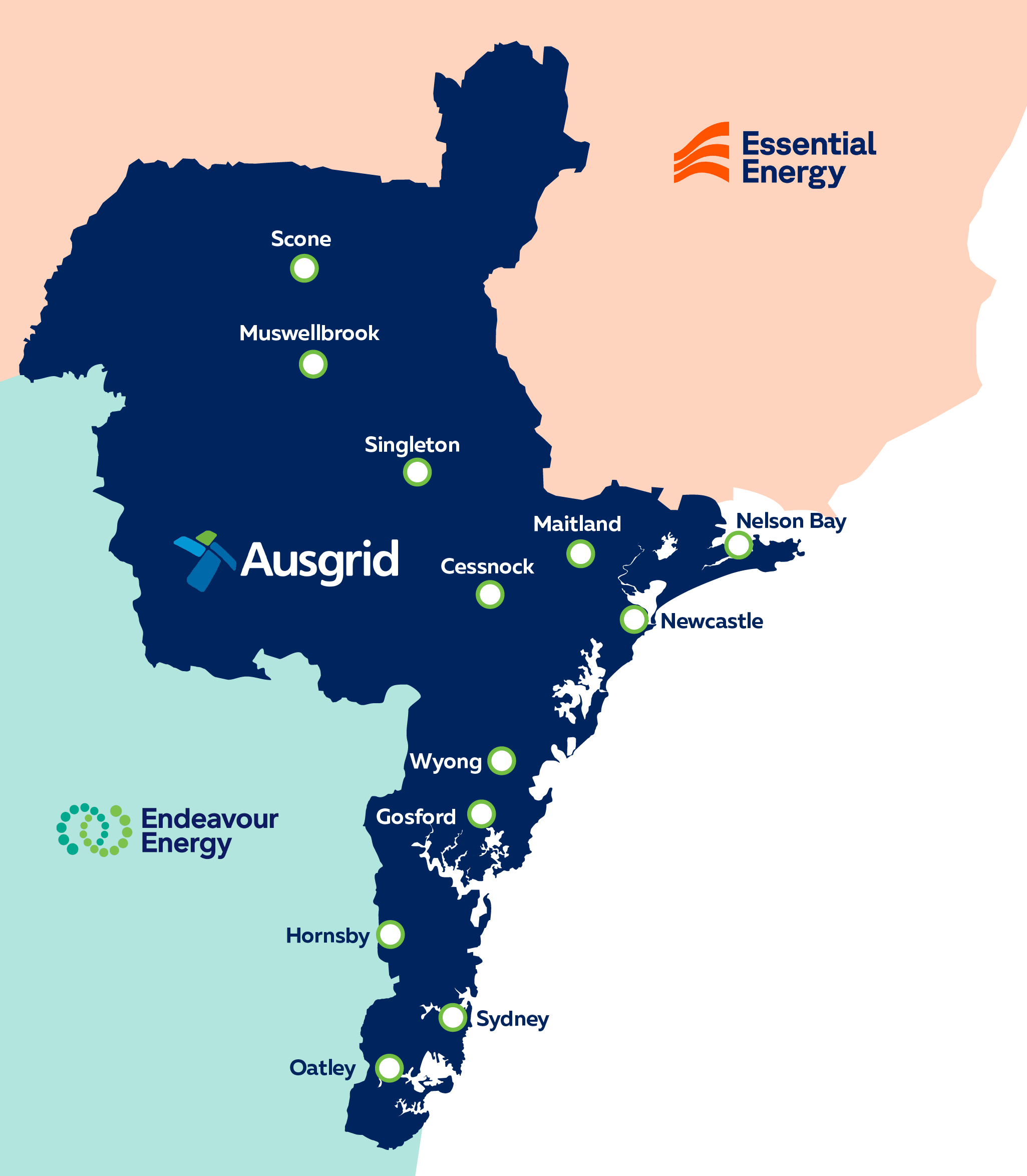 Map of the Ausgrid network.